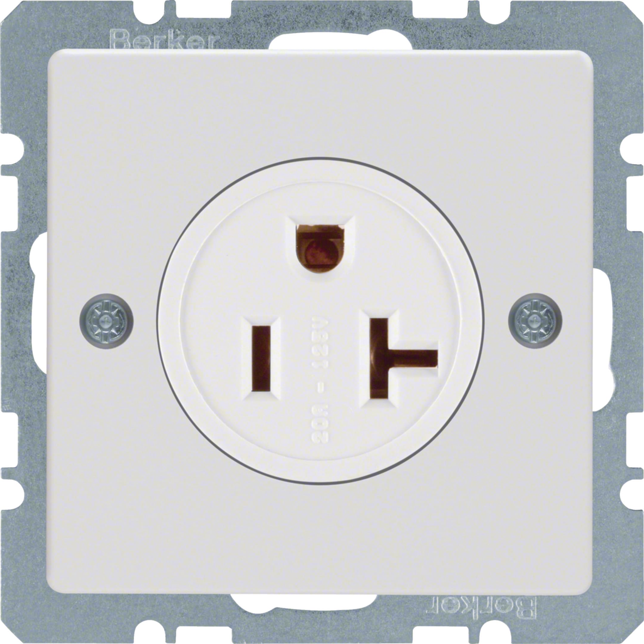HAGER BOCCHIOTTI - Presa con messa terra USA/CANADA NEMA 5-20 R Berker Q.1/Q.3 bianco polare vellut