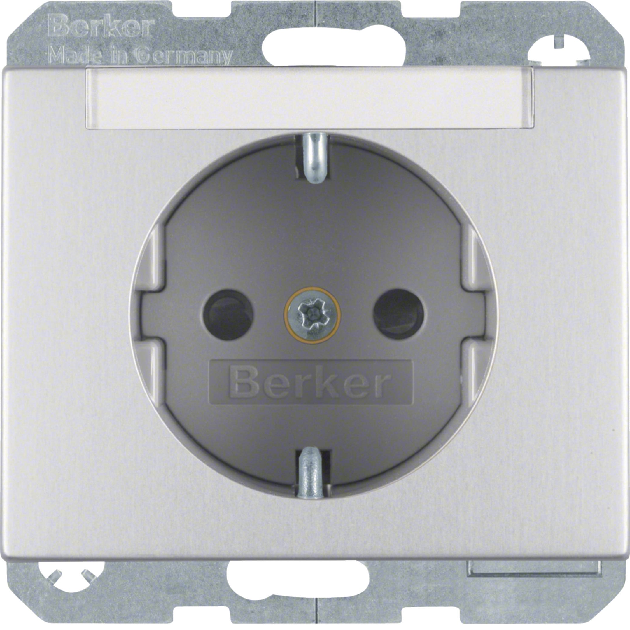 HAGER BOCCHIOTTI - Presa SCHUKO con portaetichetta Berker K.5 alu opaco, verniciato