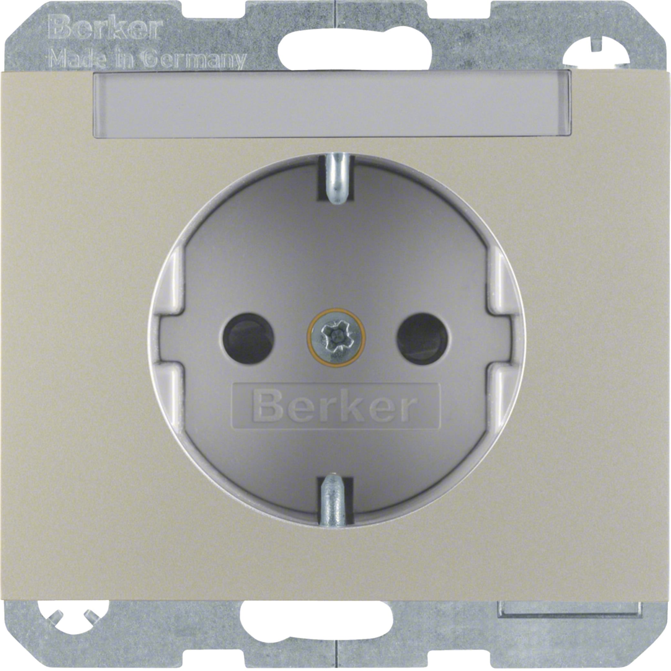 HAGER BOCCHIOTTI - Presa SCHUKO con portaetichetta Berker K.5 acciaio inox opaco, verniciato