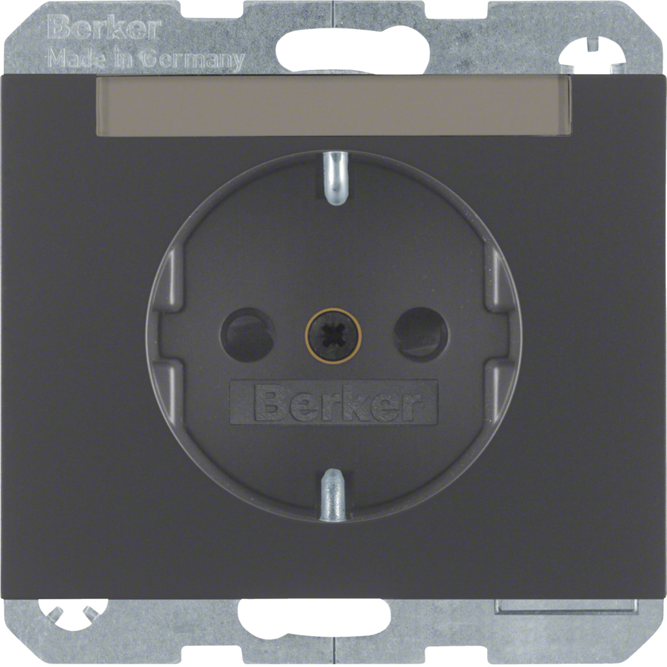 HAGER BOCCHIOTTI - Presa SCHUKO con portaetichetta Berker K.1 antracite opaco, verniciato
