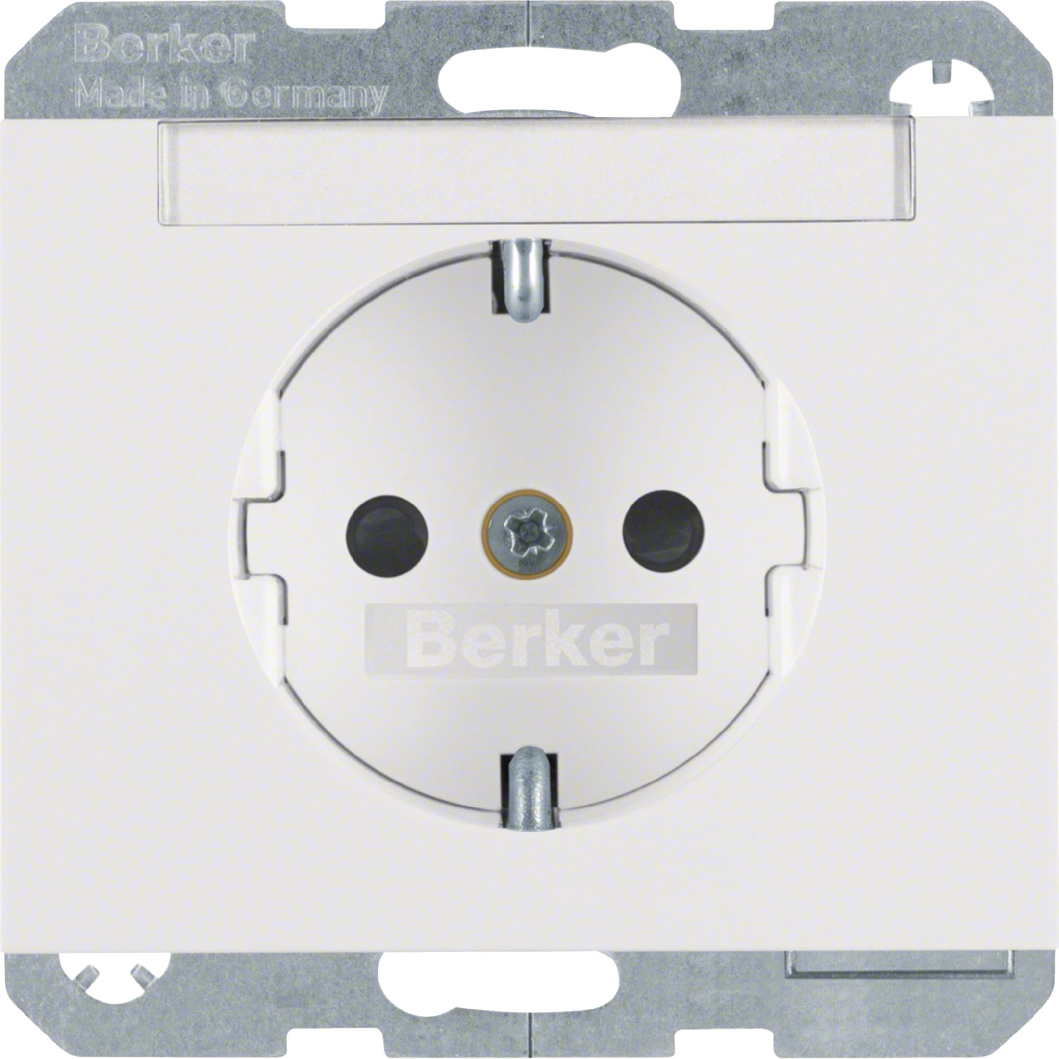 HAGER BOCCHIOTTI - Presa SCHUKO con portaetichetta Berker K.1 bianco polare lucido