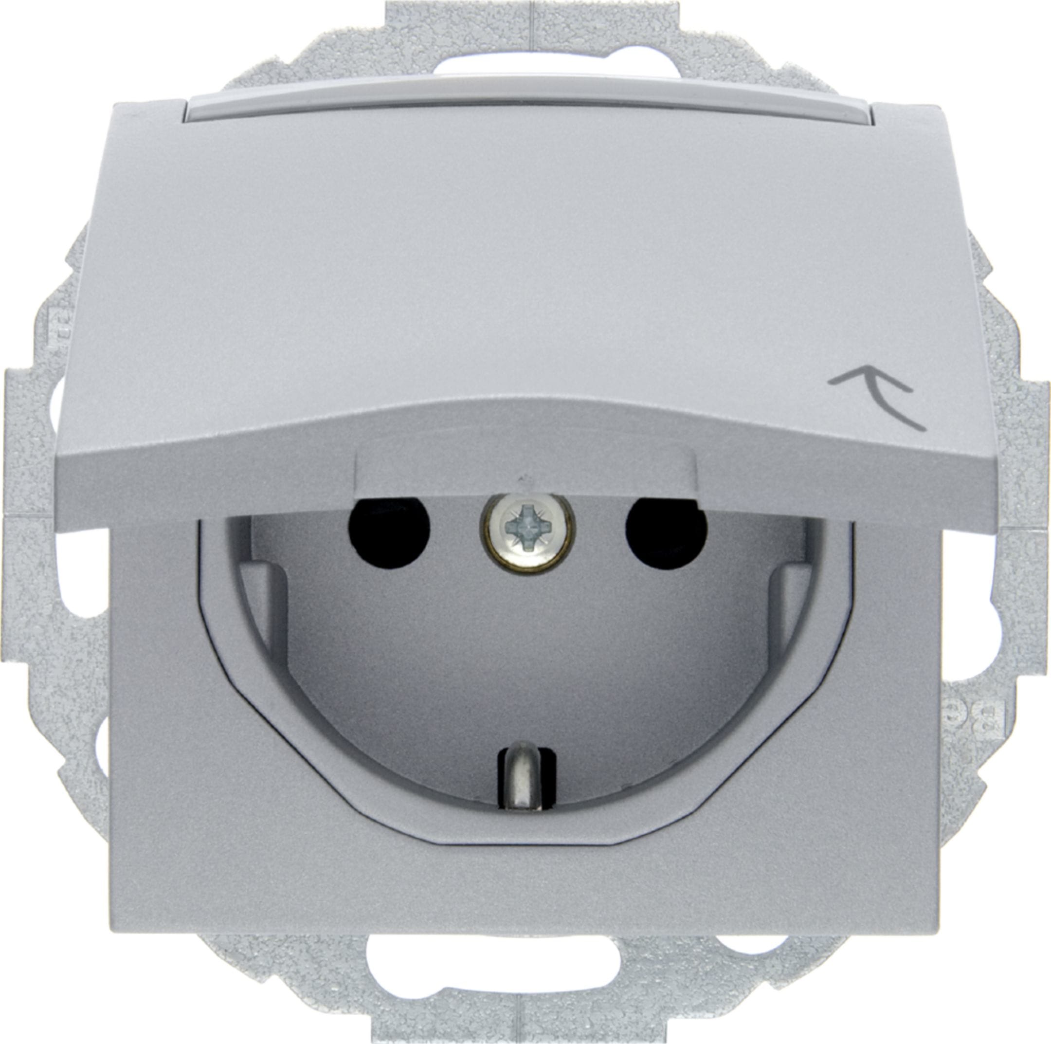 HAGER BOCCHIOTTI - Presa SCHUKO con coperchio a cerniera Serie B.7 alu opaco, verniciato