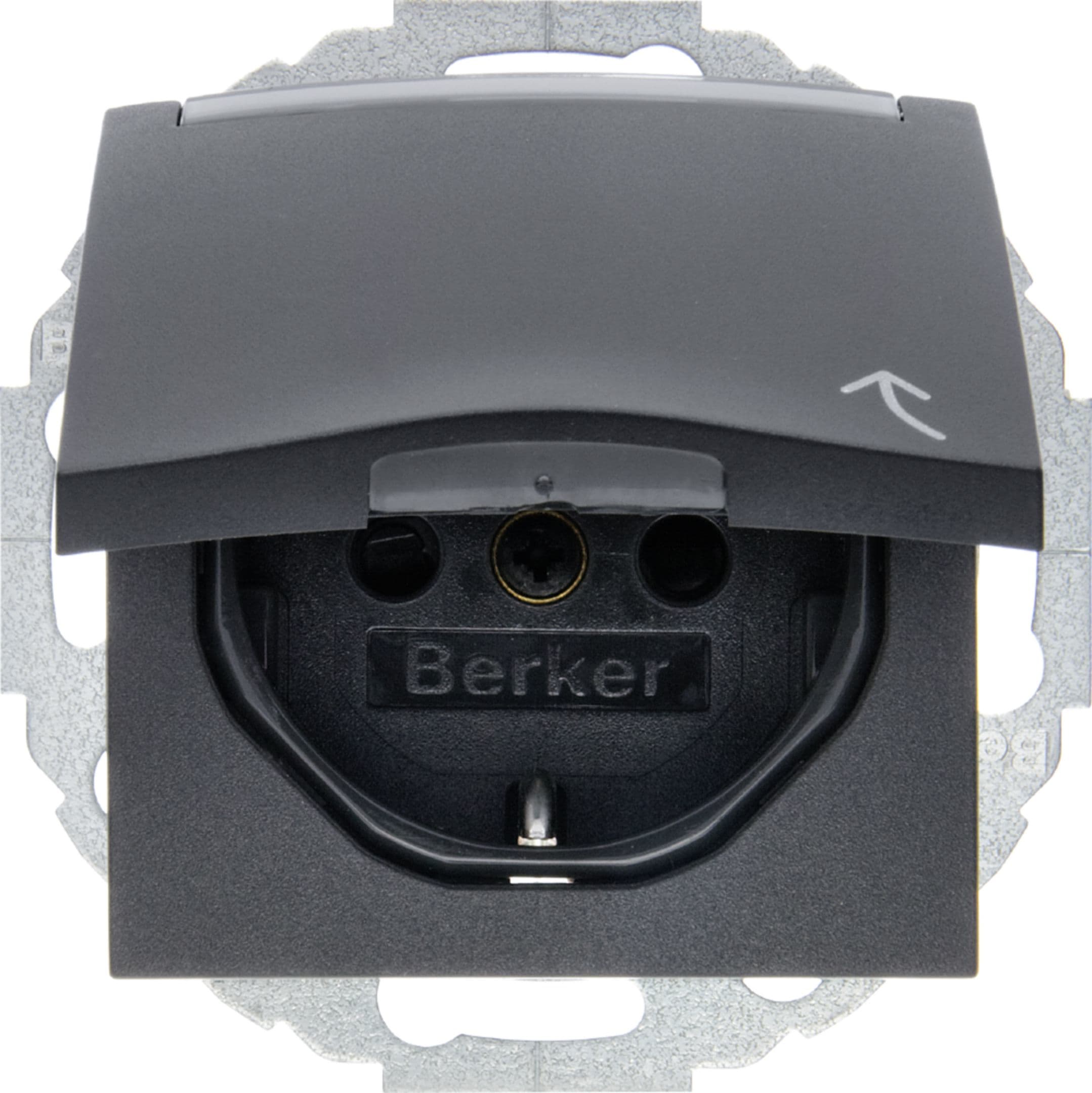 HAGER BOCCHIOTTI - Presa SCHUKO con coperchio a cerniera Serie B.3/B.7 antracite opaco