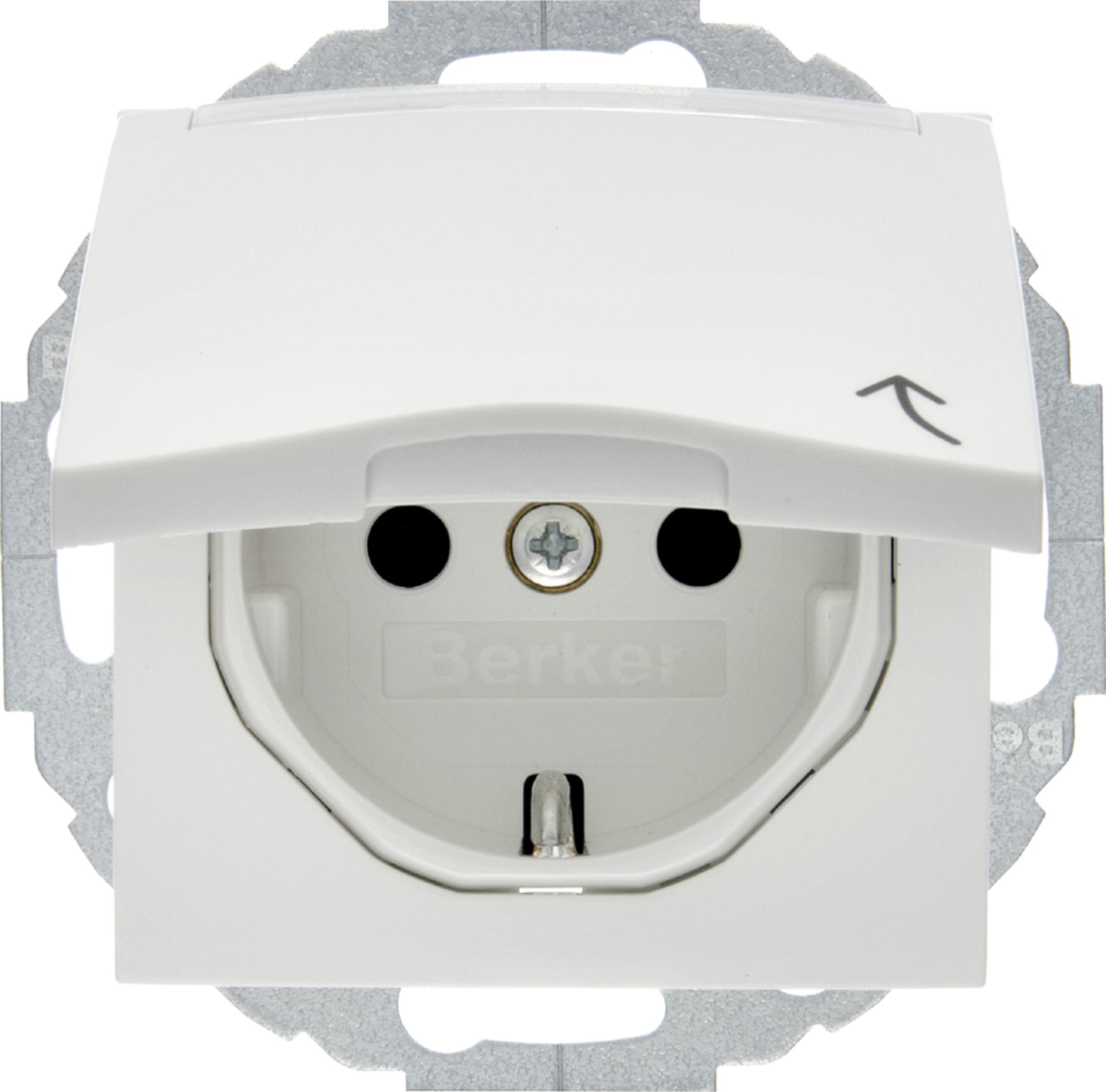 HAGER BOCCHIOTTI - Presa SCHUKO con coperchio a cerniera Serie S.1/B.3/B.7 bianco polare lucido