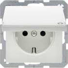 HAGER BOCCHIOTTI - Presa SCHUKO con coperchio a cerniera Serie Q.1/Q.3 bianco polare velluto