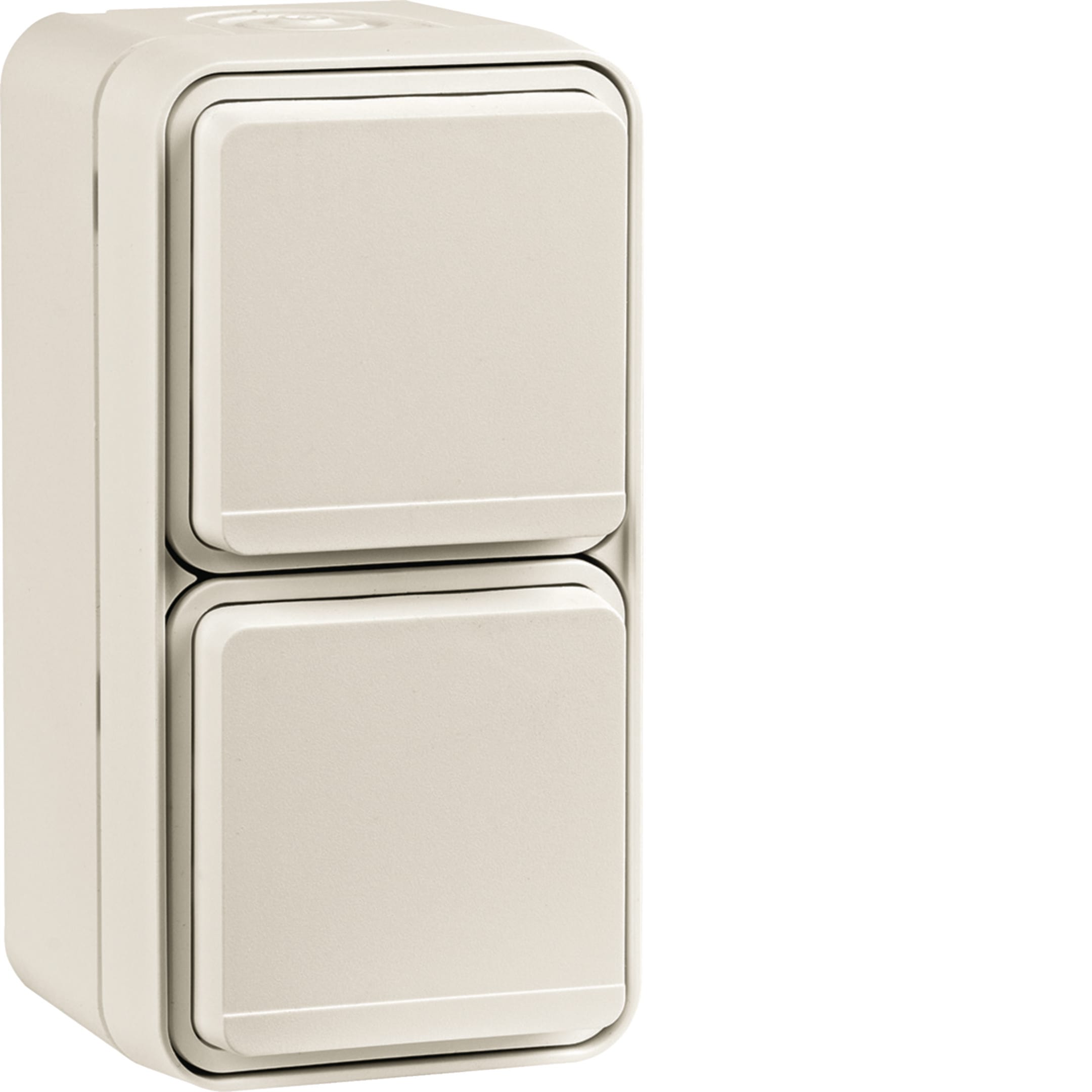 HAGER BOCCHIOTTI - Presa SCHUKO doppia vert. con coperchio a parete Serie W.1 bianco pol. opac