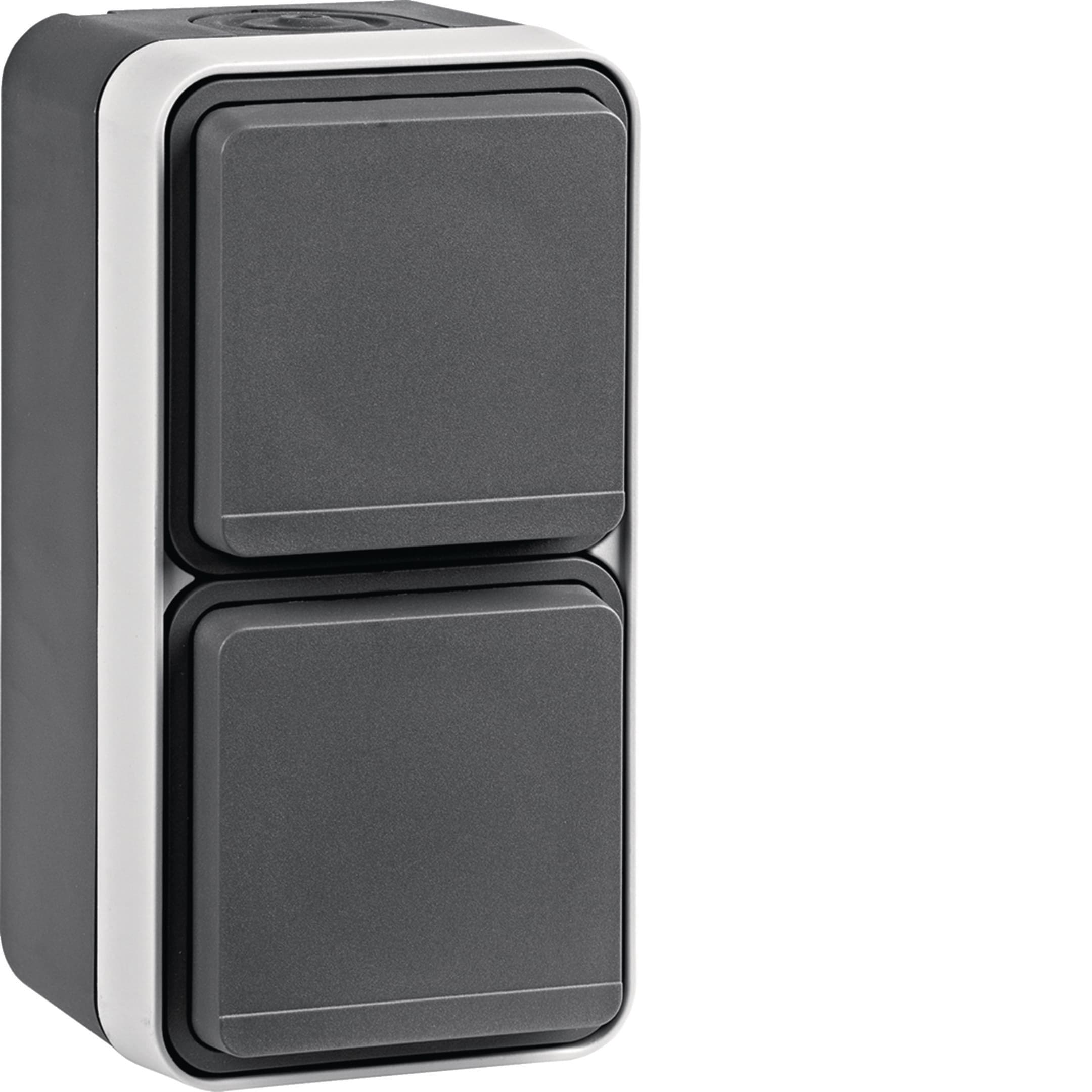 HAGER BOCCHIOTTI - Presa SCHUKO doppia vert. con coperchio Serie W.1 grigio/grigio chiaro opac
