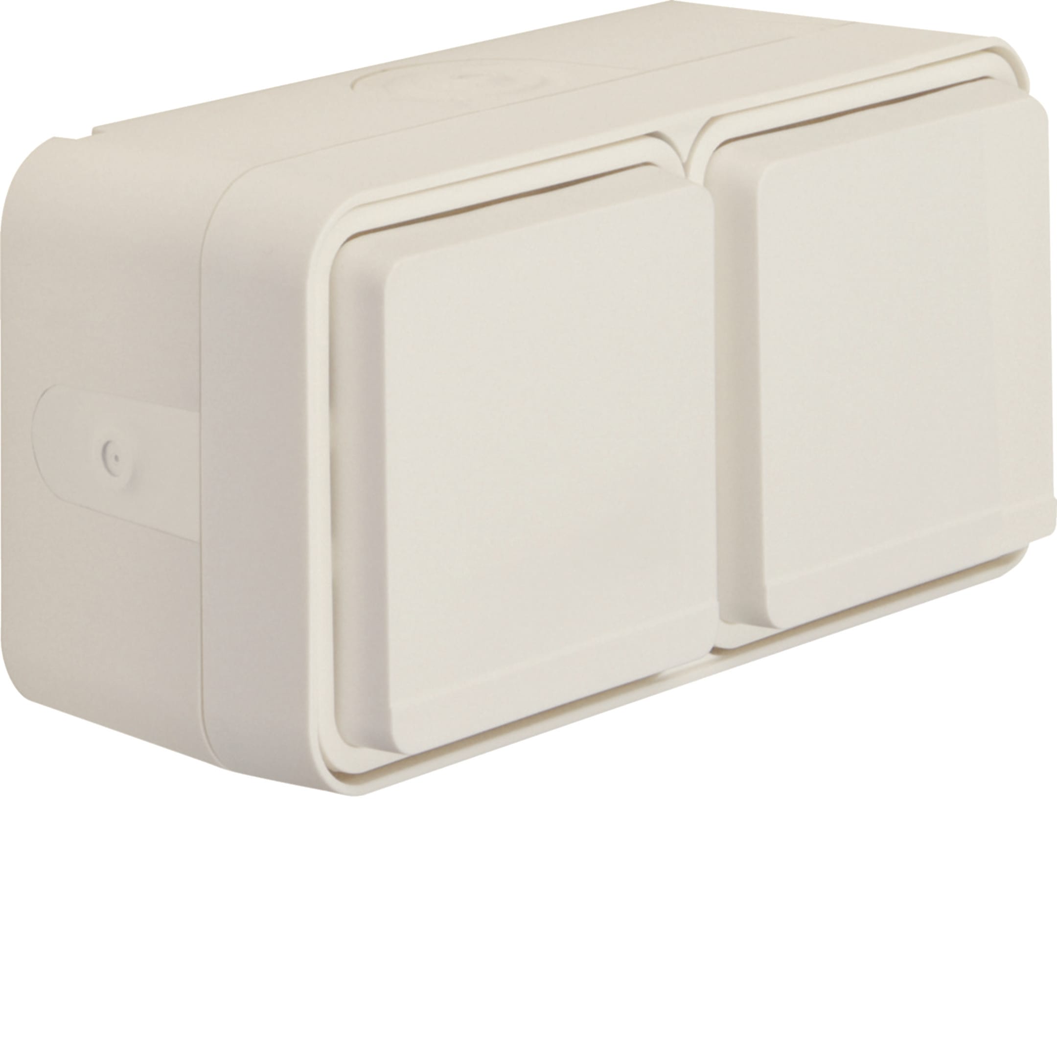 HAGER BOCCHIOTTI - Presa SCHUKO doppia orizz. con coperchio a parete Serie W.1 bianco pol. opac