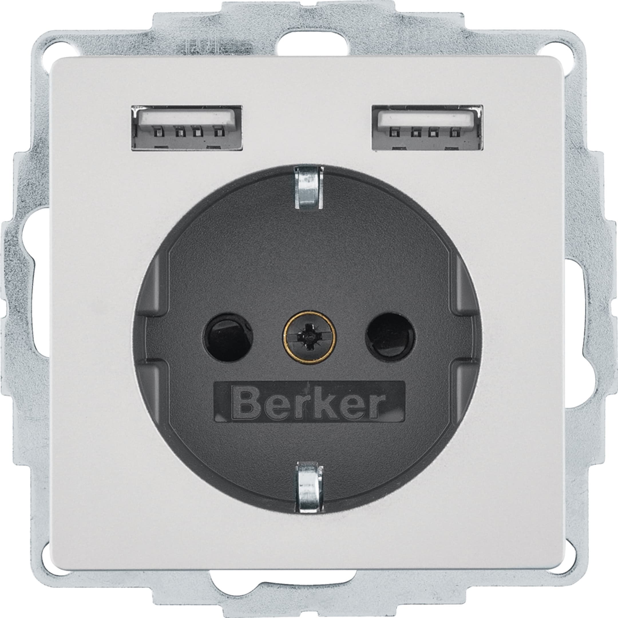 HAGER BOCCHIOTTI - Presa SCHUKO/USB, Q.x alu velluto