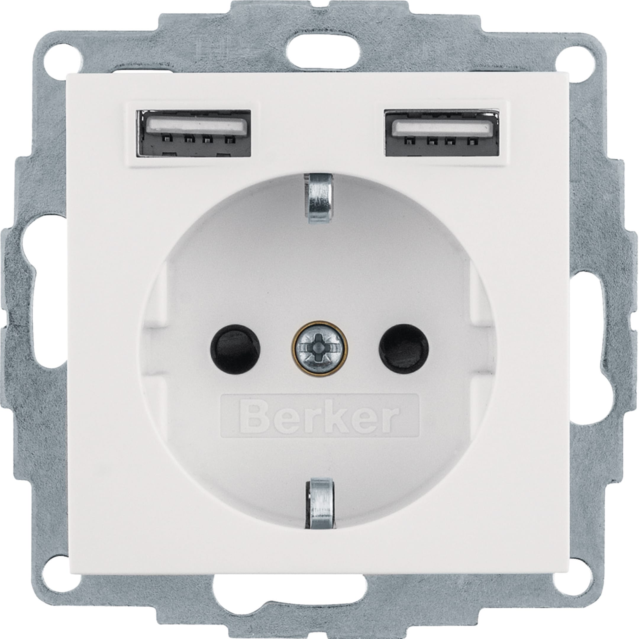 HAGER BOCCHIOTTI - Presa SCHUKO/USB, Q.x bianco polare velluto