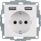 HAGER BOCCHIOTTI - Presa SCHUKO/USB, Q.x bianco polare velluto