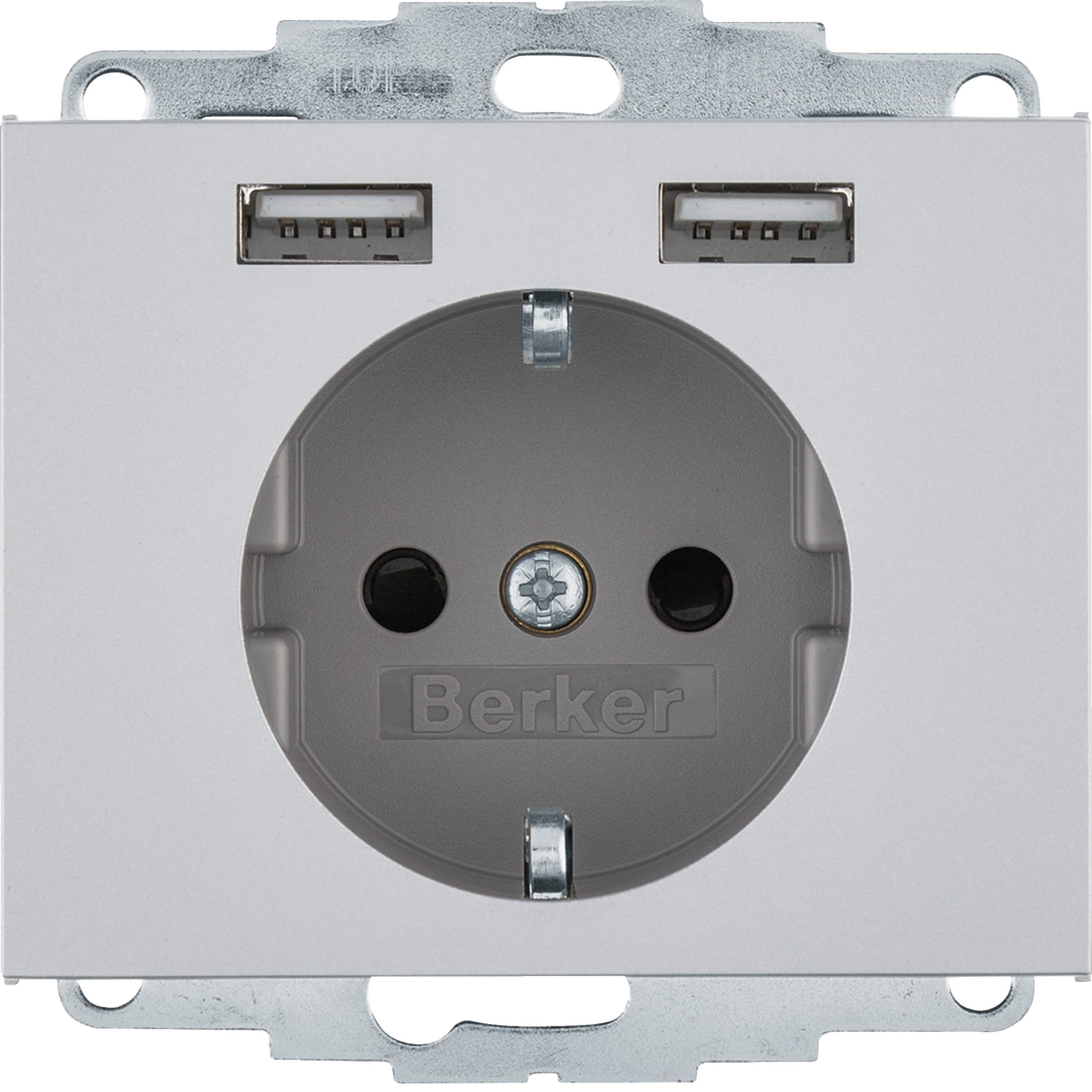 HAGER BOCCHIOTTI - Presa SCHUKO/USB, K. x alu opaco