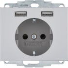 HAGER BOCCHIOTTI - Presa SCHUKO/USB, K. x alu opaco