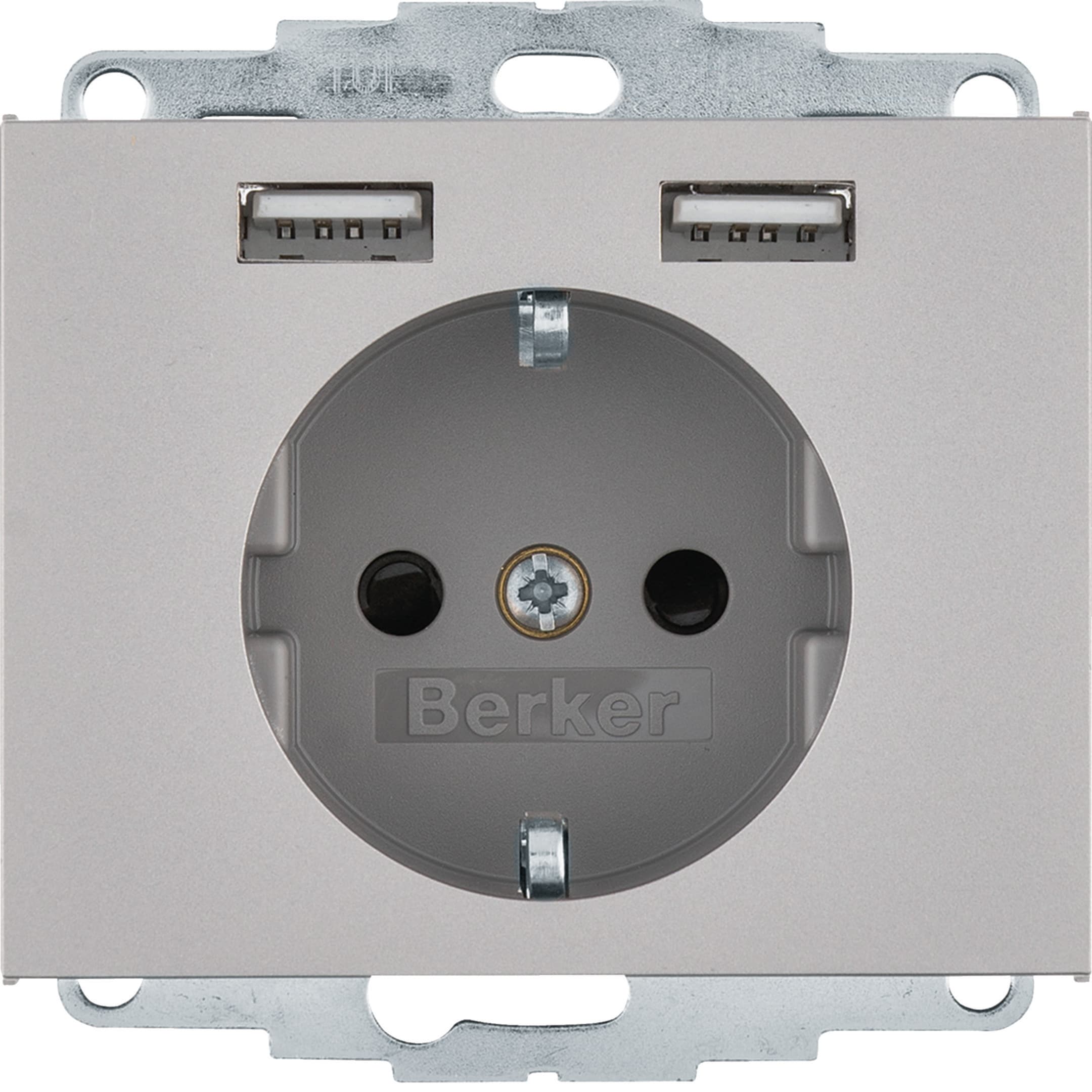 HAGER BOCCHIOTTI - Presa SCHUKO/USB, K. x acciaio inox