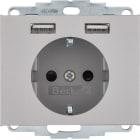 HAGER BOCCHIOTTI - Presa SCHUKO/USB, K. x acciaio inox