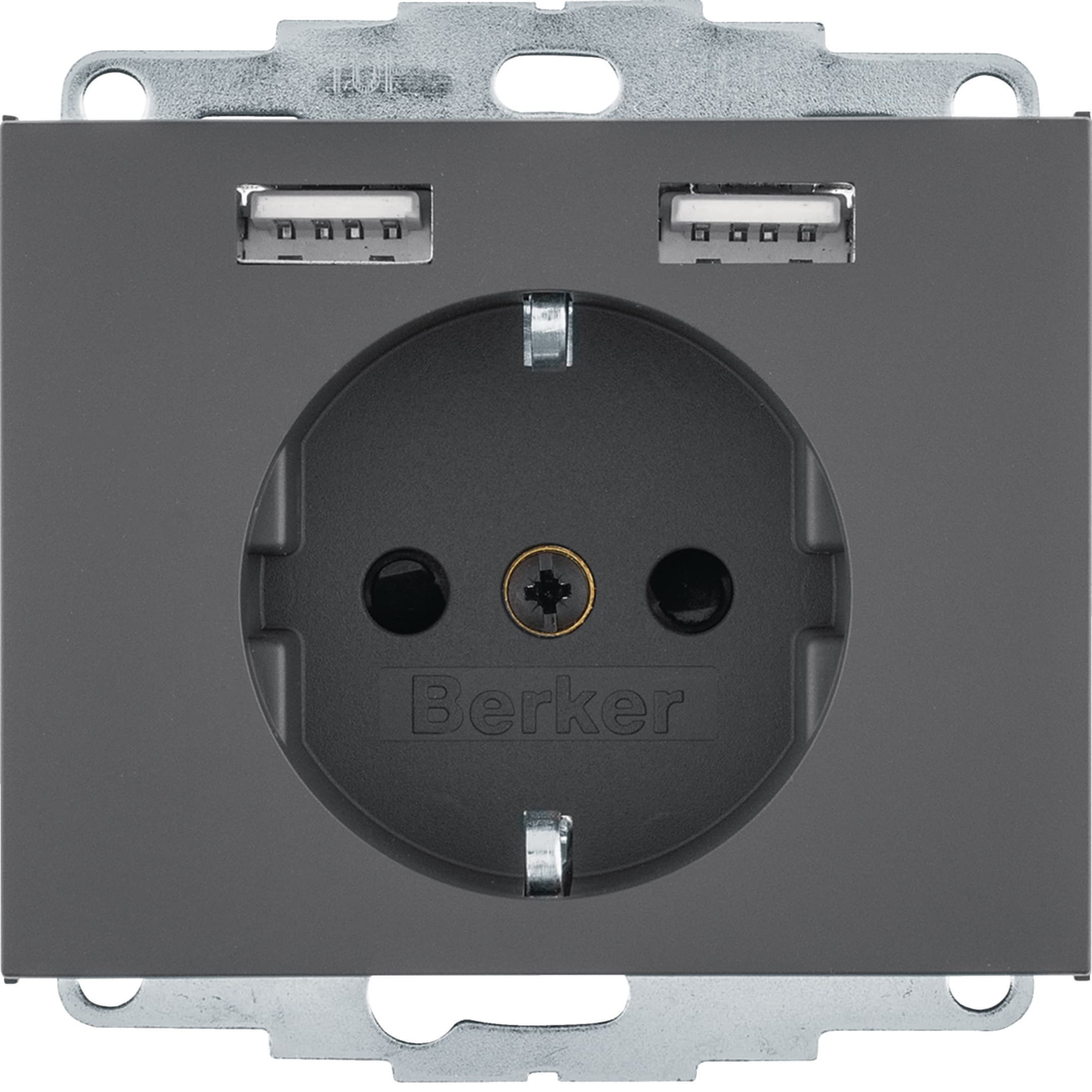 HAGER BOCCHIOTTI - Presa SCHUKO/USB, K. x antracite opaco