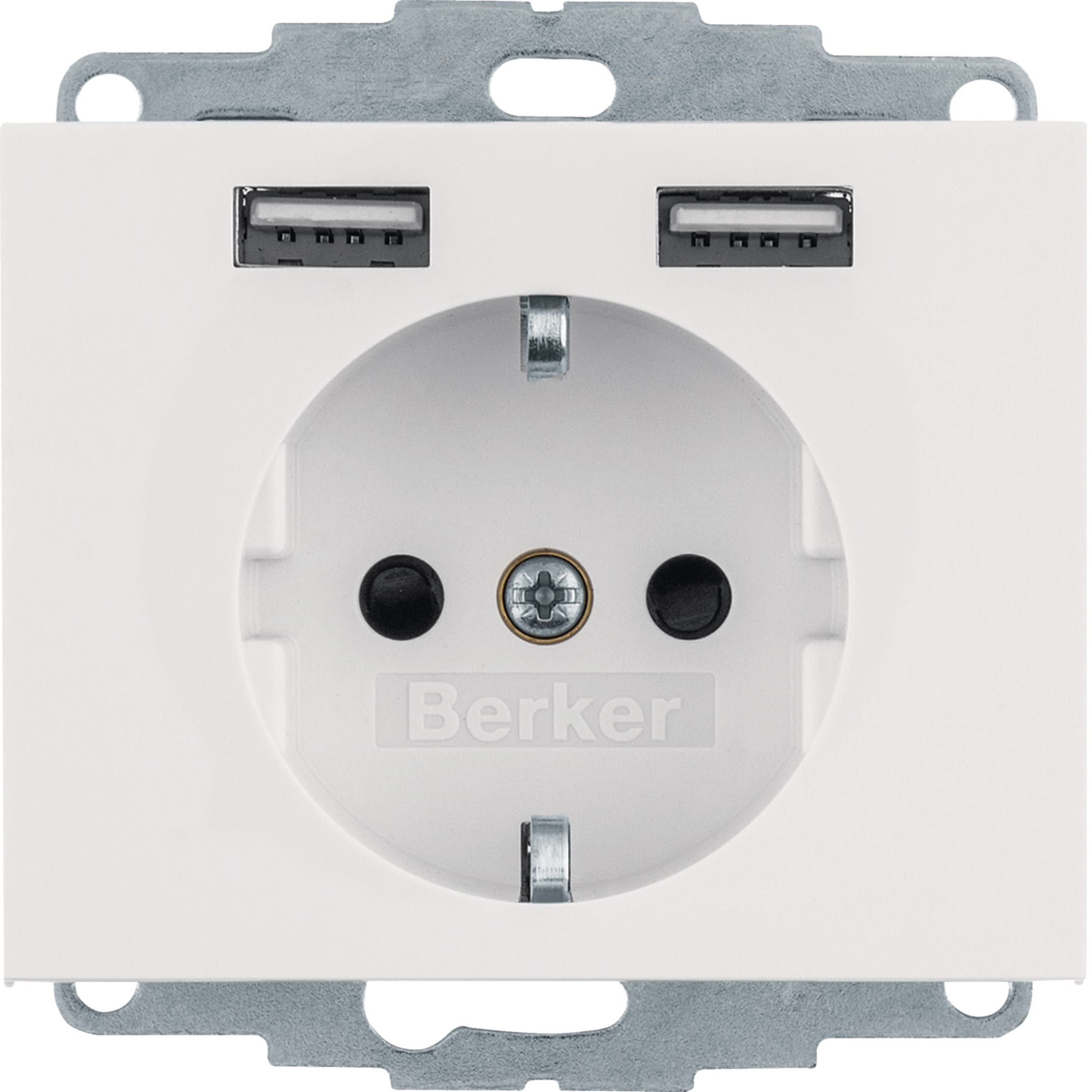 HAGER BOCCHIOTTI - Presa SCHUKO/USB, K. x bianco polare lucido