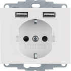 HAGER BOCCHIOTTI - Presa SCHUKO/USB, K. x bianco polare lucido