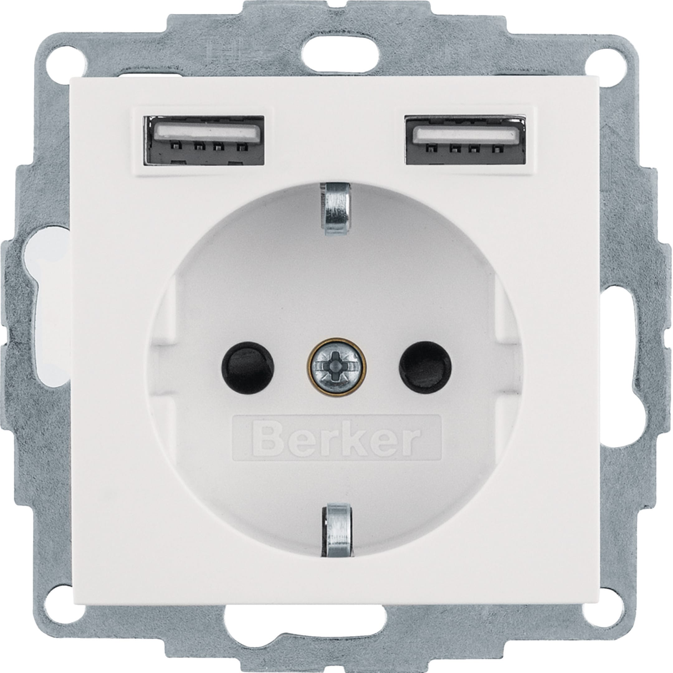 HAGER BOCCHIOTTI - Presa SCHUKO/USB, S.1 bianco polare lucido