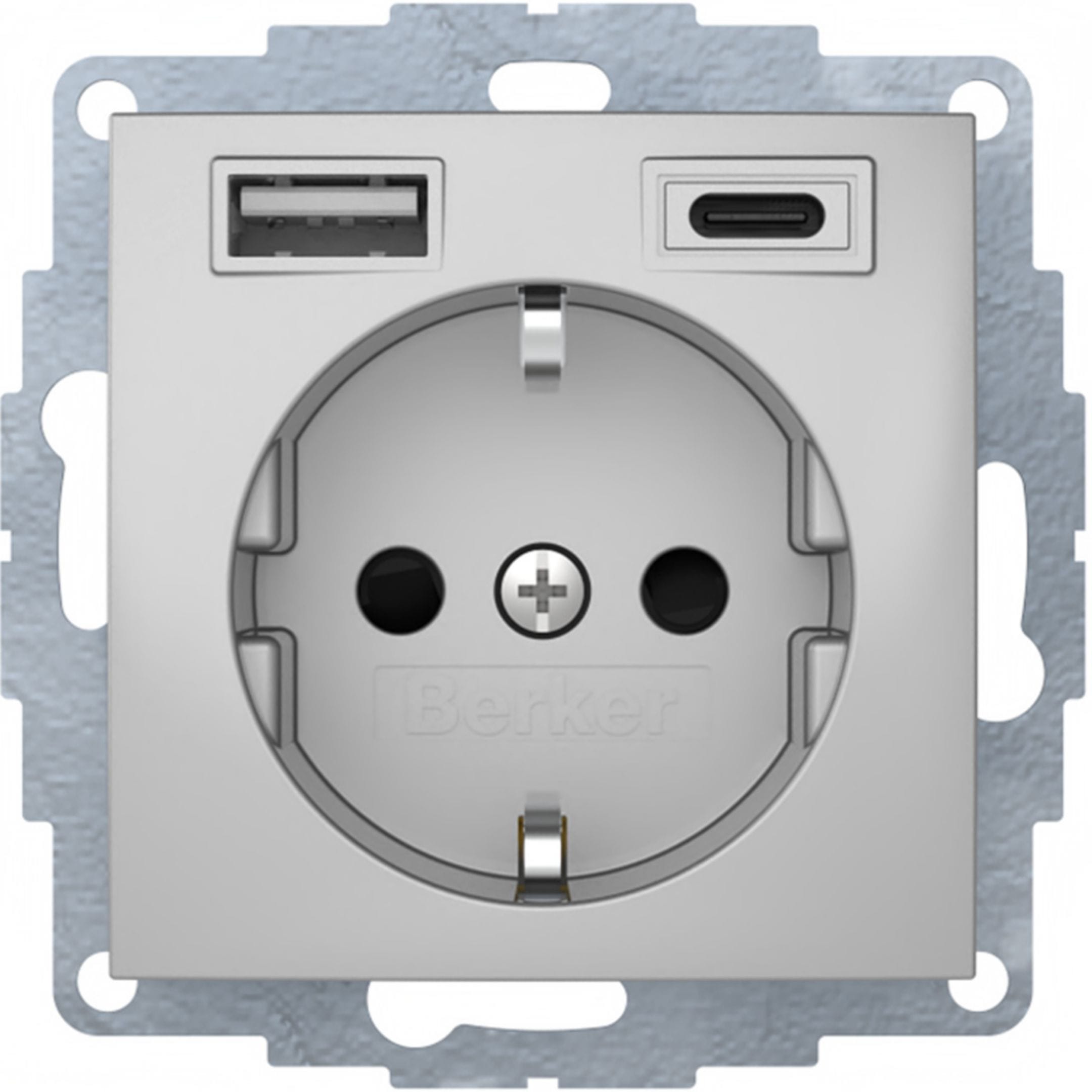 HAGER BOCCHIOTTI - Presa SCHUKO/USB A-C, S.1/B.x alu laccato opaco