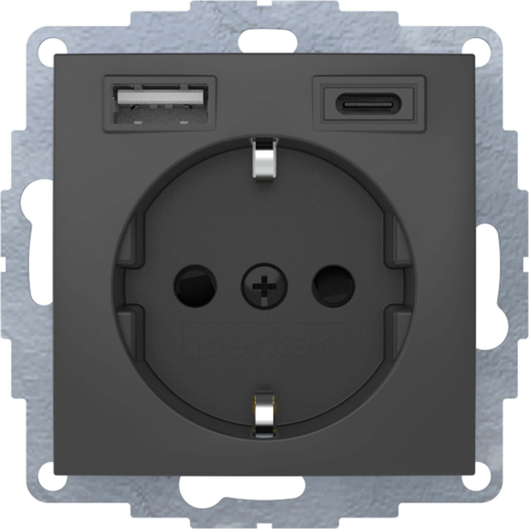 HAGER BOCCHIOTTI - Presa SCHUKO/USB A-C, S.1 / B.x antracite opaco