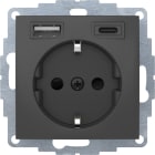 HAGER BOCCHIOTTI - Presa SCHUKO/USB A-C, S.1 / B.x antracite opaco
