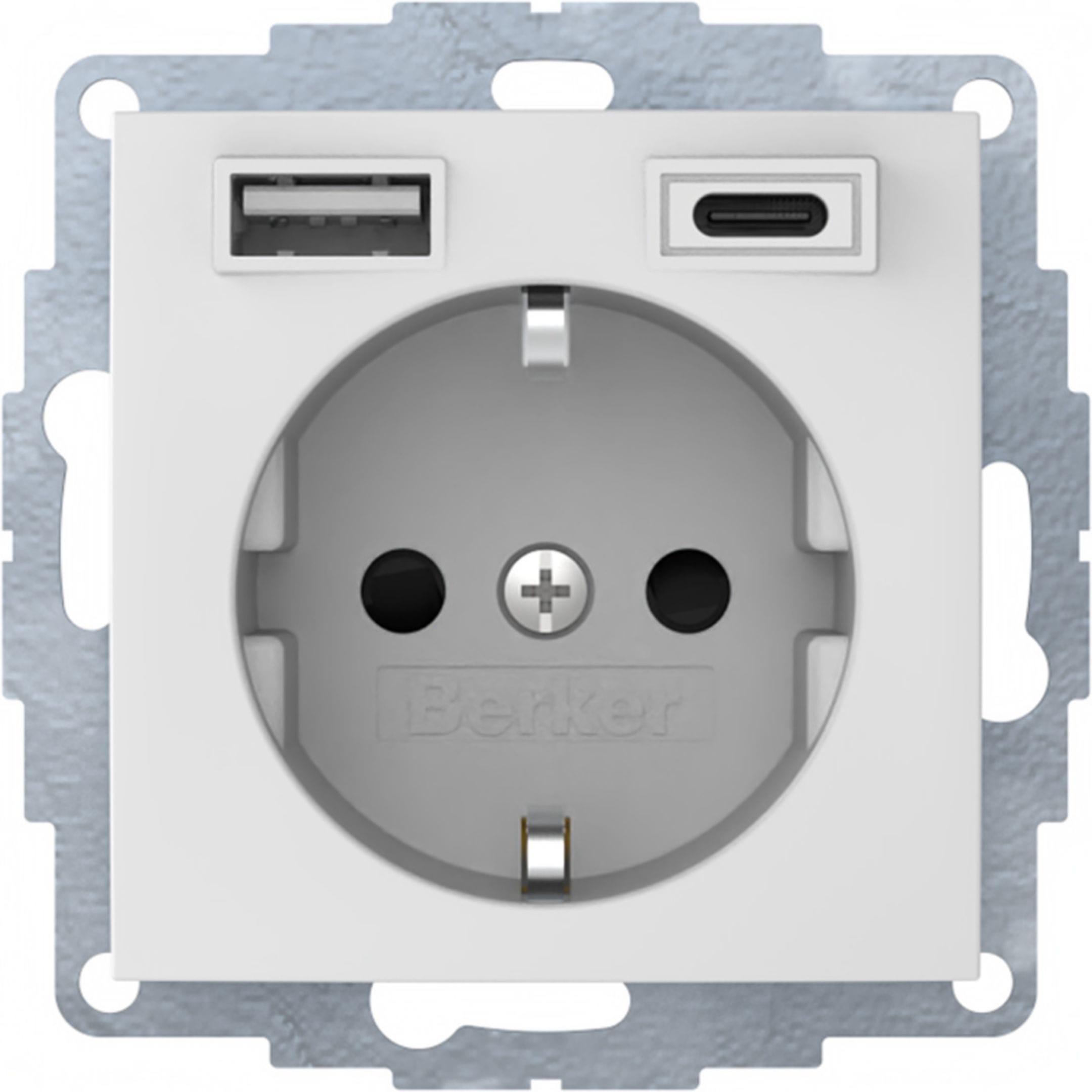 HAGER BOCCHIOTTI - Presa SCHUKO/USB A-C, S.1 / B.x bianco polare opaco