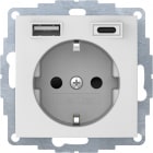 HAGER BOCCHIOTTI - Presa SCHUKO/USB A-C, S.1 / B.x bianco polare opaco