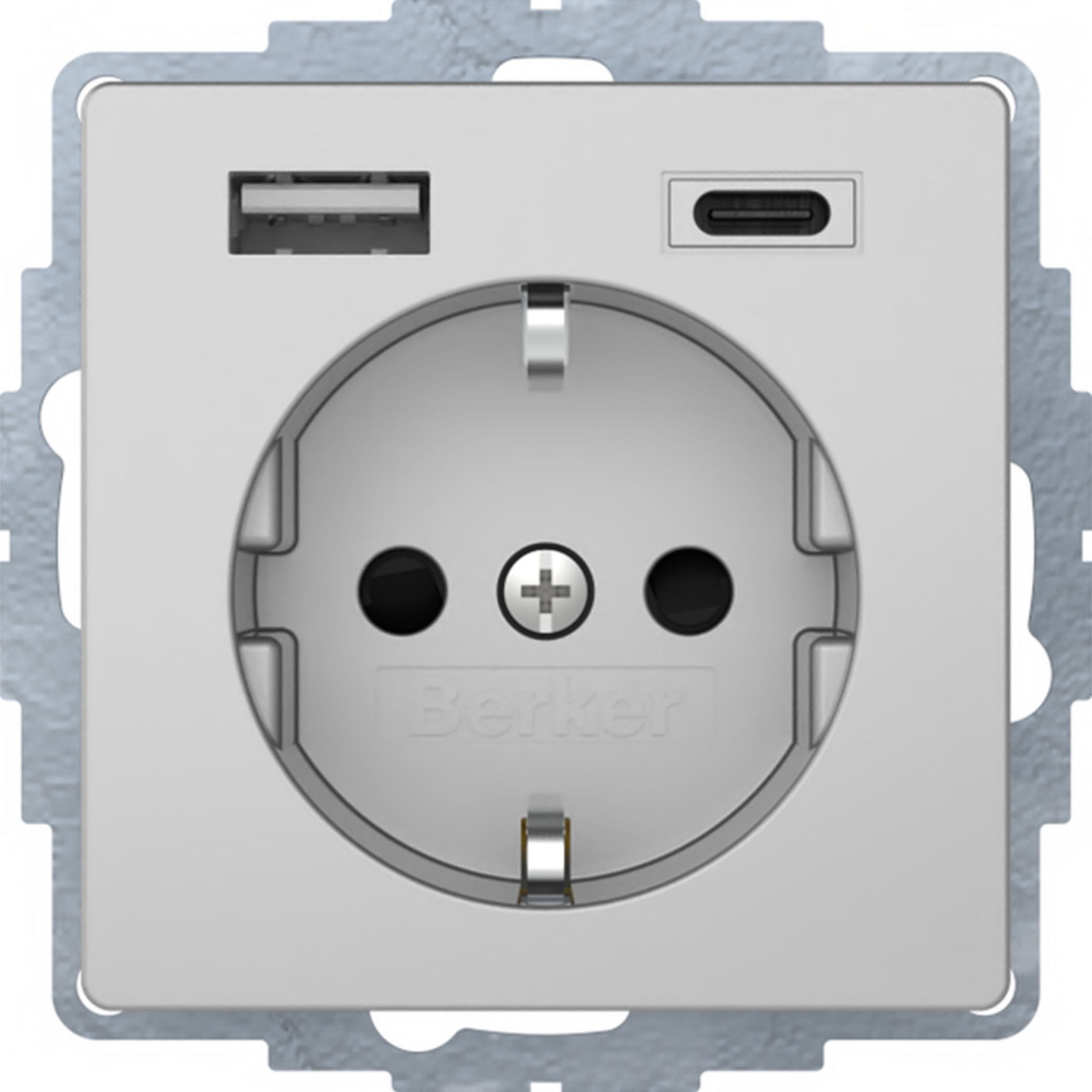 HAGER BOCCHIOTTI - Presa SCHUKO / USB A-C, Q.x alu laccato