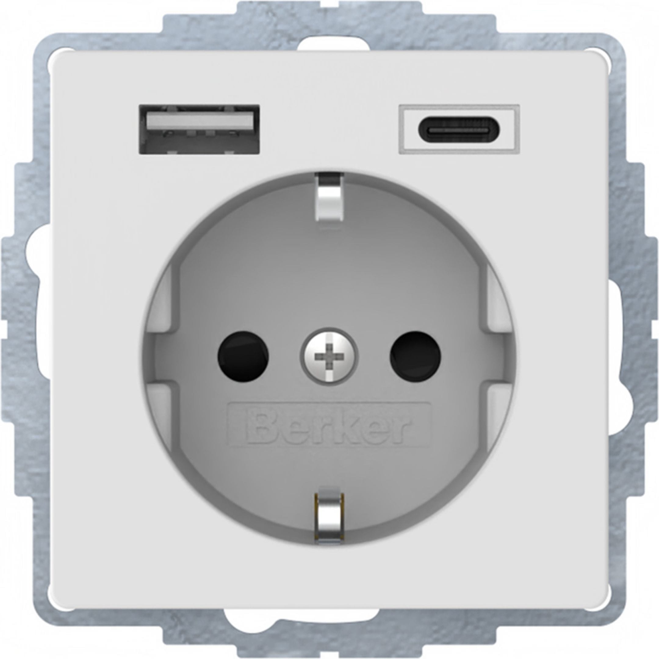 HAGER BOCCHIOTTI - Presa SCHUKO / USB A-C, Q.x bianco polare velluto