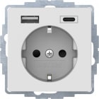 HAGER BOCCHIOTTI - Presa SCHUKO / USB A-C, Q.x bianco polare velluto