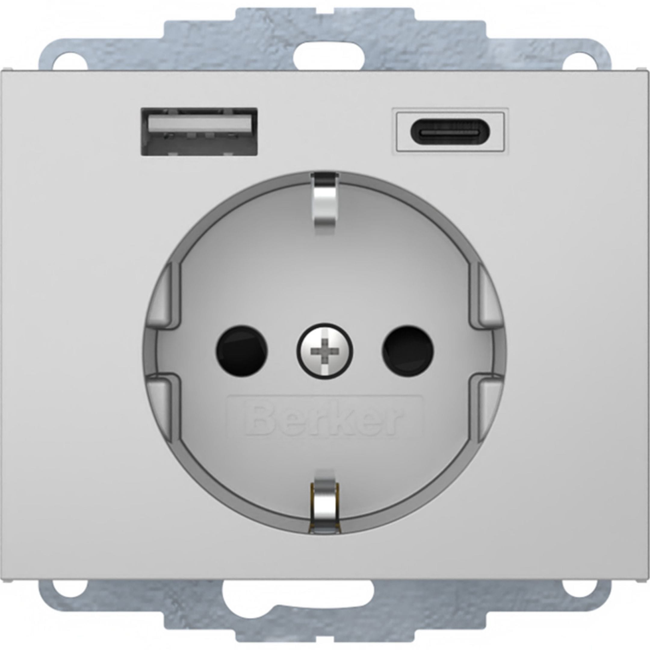 HAGER BOCCHIOTTI - Presa SCHUKO / USB A-C, K. x alu laccato opaco