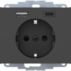 HAGER BOCCHIOTTI - Presa SCHUKO / USB A-C, K. x antracite laccato opaco