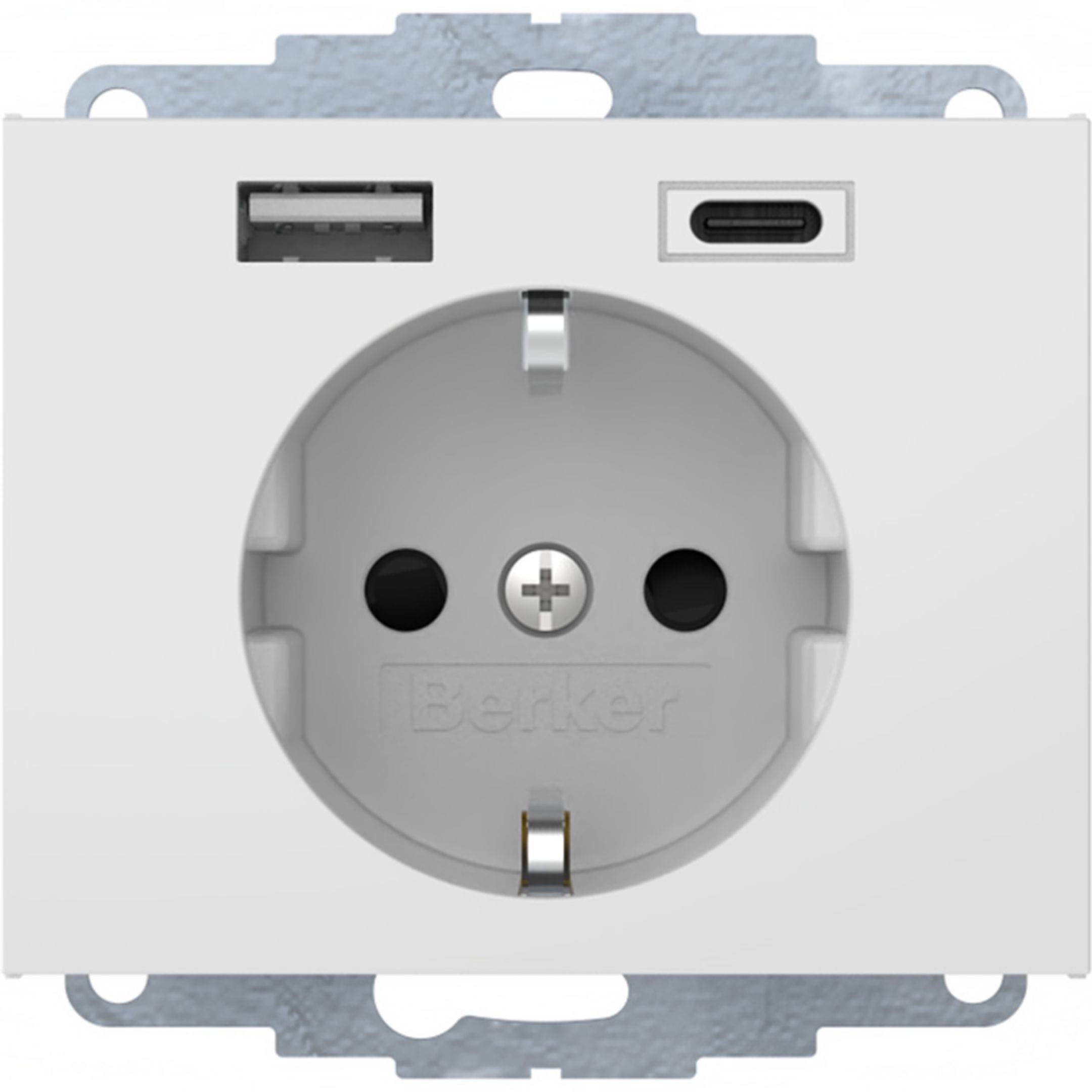 HAGER BOCCHIOTTI - Presa SCHUKO / USB A-C, K. x bianco polare lucido