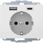 HAGER BOCCHIOTTI - Presa SCHUKO / USB A-C, K. x bianco polare lucido