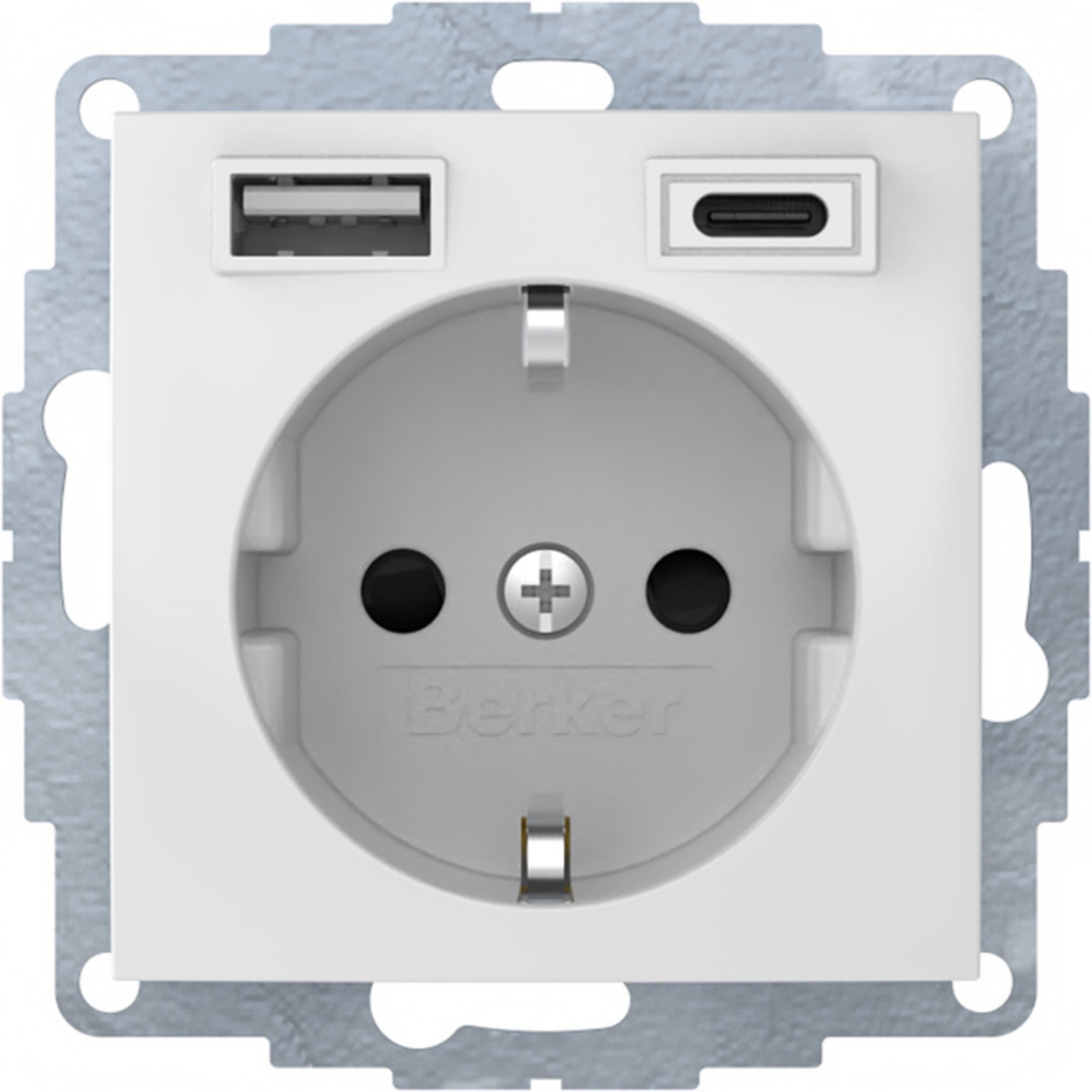 HAGER BOCCHIOTTI - Presa SCHUKO/USB A-C, S.1, bianco polare lucido
