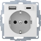 HAGER BOCCHIOTTI - Presa SCHUKO/USB A-C, S.1, bianco polare lucido