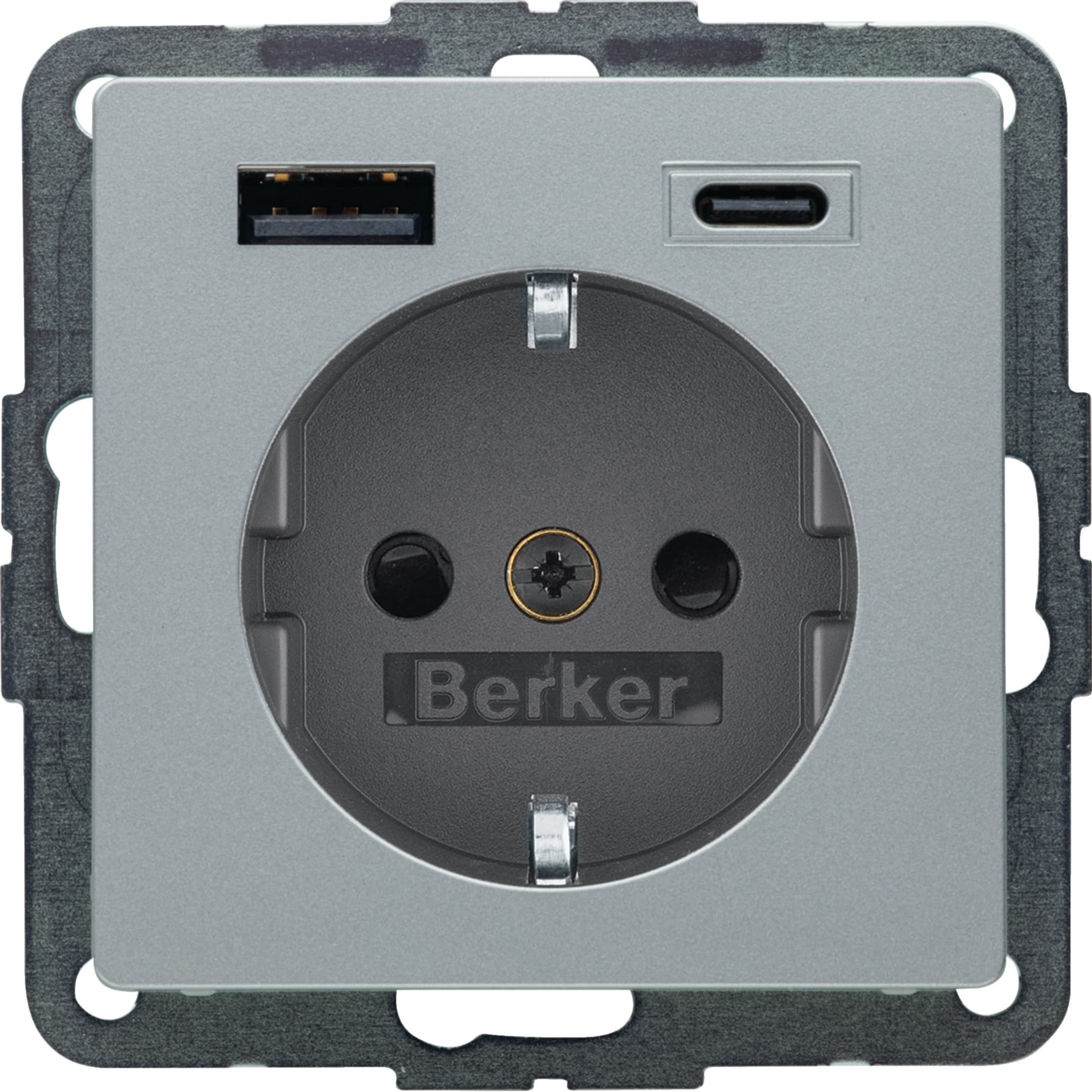 HAGER BOCCHIOTTI - PRESA SCHUKO/USB AC 20W PD Q.X ALU LACC