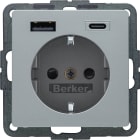 HAGER BOCCHIOTTI - PRESA SCHUKO/USB AC 20W PD Q.X ALU LACC