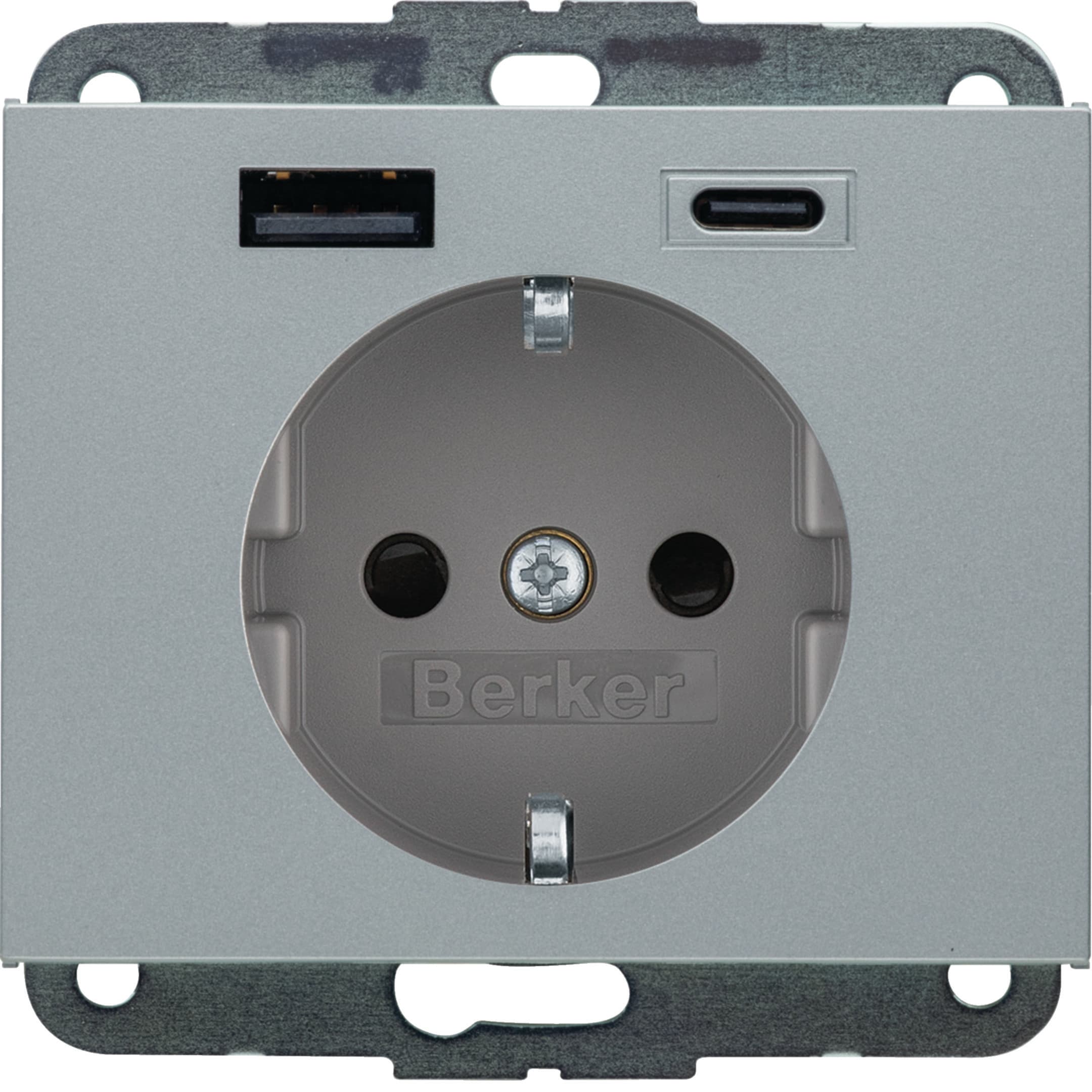 HAGER BOCCHIOTTI - PRESA SCHUKO/USB AC 20W PD K.X ALU LACC.