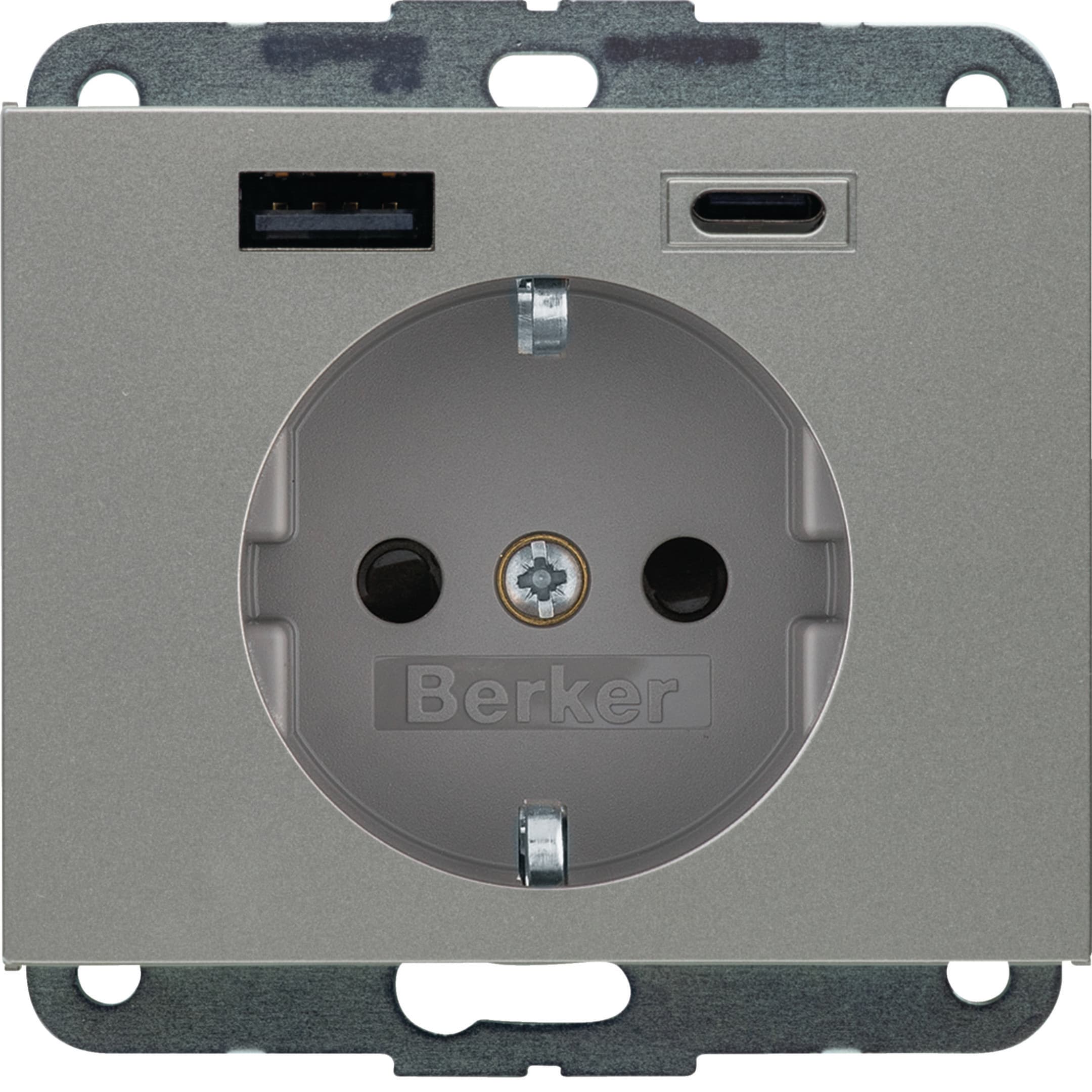 HAGER BOCCHIOTTI - PRESA SCHUKO/USB AC 20W PD K.X INOX LACC