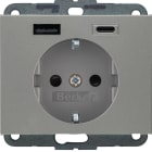 HAGER BOCCHIOTTI - PRESA SCHUKO/USB AC 20W PD K.X INOX LACC