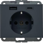 HAGER BOCCHIOTTI - PRESA SCHUKO/USB AC 20W PD K.X ANTR.LACC