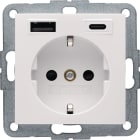 HAGER BOCCHIOTTI - PRESA SCHUKO/USB AC 20W PD S.1 BIA. LUC.