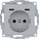 HAGER BOCCHIOTTI - PRESA SCHUKO/USB CC 20W PD B.3 ALU LACC