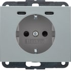 HAGER BOCCHIOTTI - PRESA SCHUKO/USB CC 20W PD K.X ALU LACC.