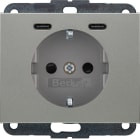 HAGER BOCCHIOTTI - PRESA SCHUKO/USB CC 20W PD K.X INOX LACC