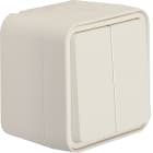 HAGER BOCCHIOTTI - Puls. doppio 2 deviatori a paretemors. ingr. separ. Serie W.1 bianco pol. opac
