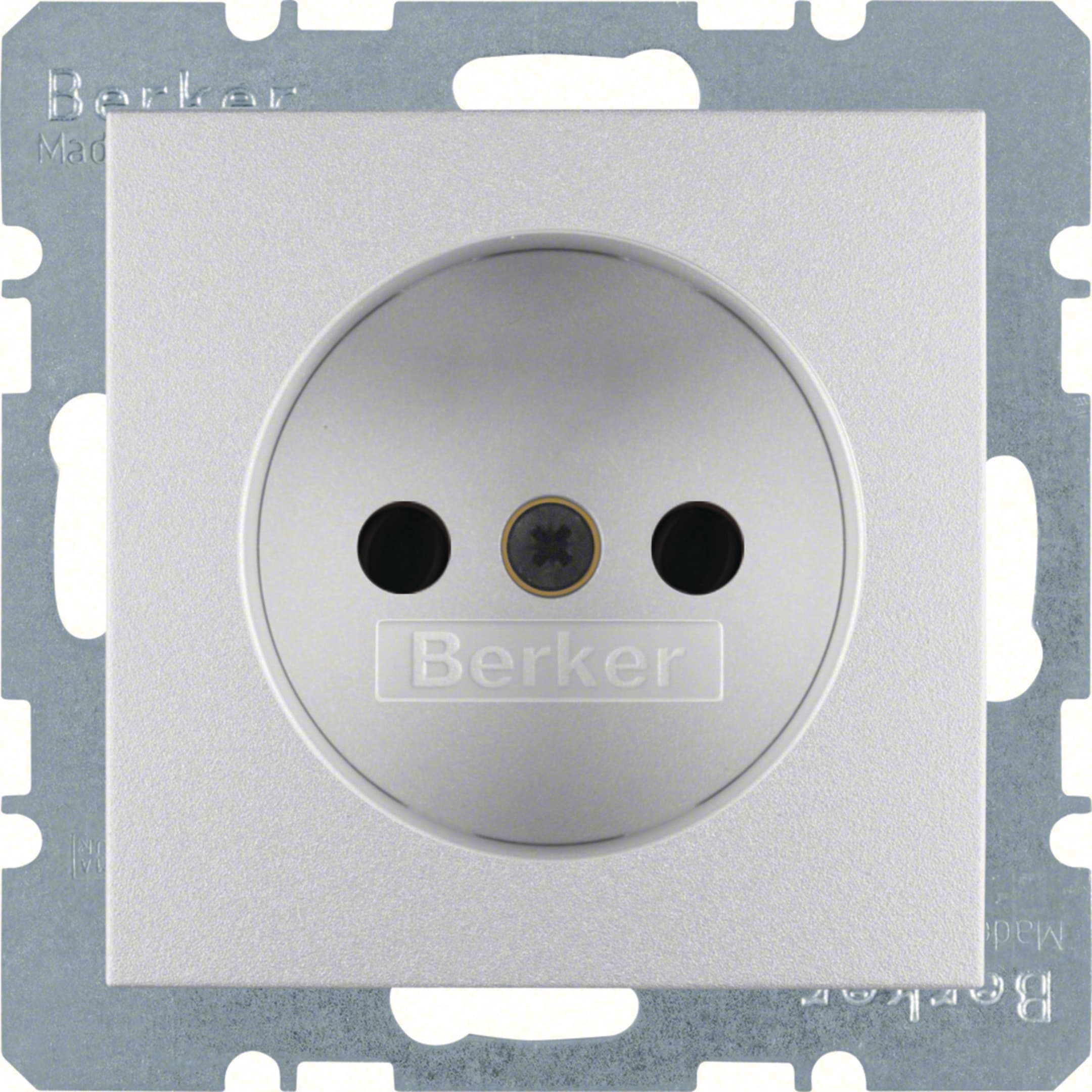 HAGER BOCCHIOTTI - Presa senza messa a terra con elevata protezione da contatti B.7 alluminio opaco