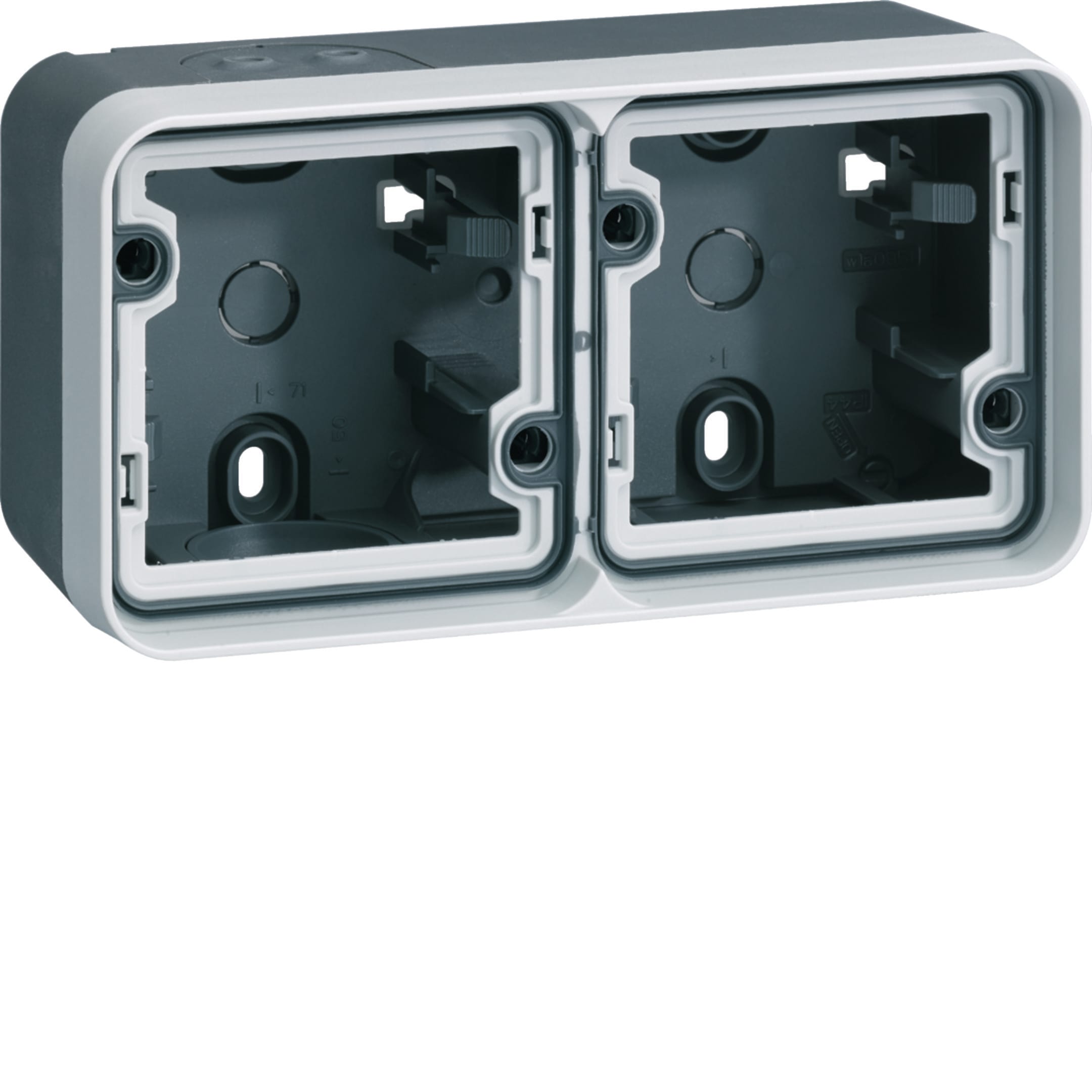 HAGER BOCCHIOTTI - Scatola doppia orizzontale, con cornice a parete W.1 grigio/grigio chiaro opaco